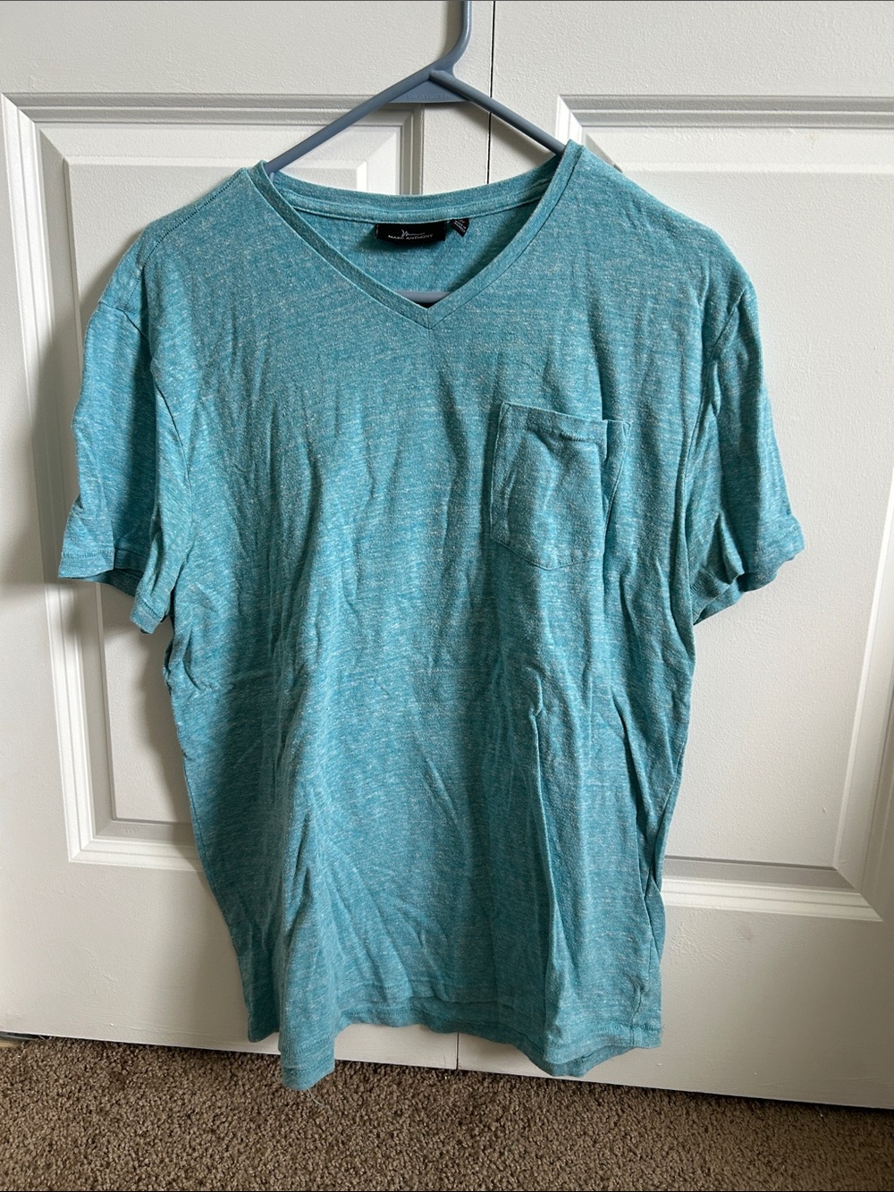 Marc Anthony Teal Heather V-Neck Pocket Tee